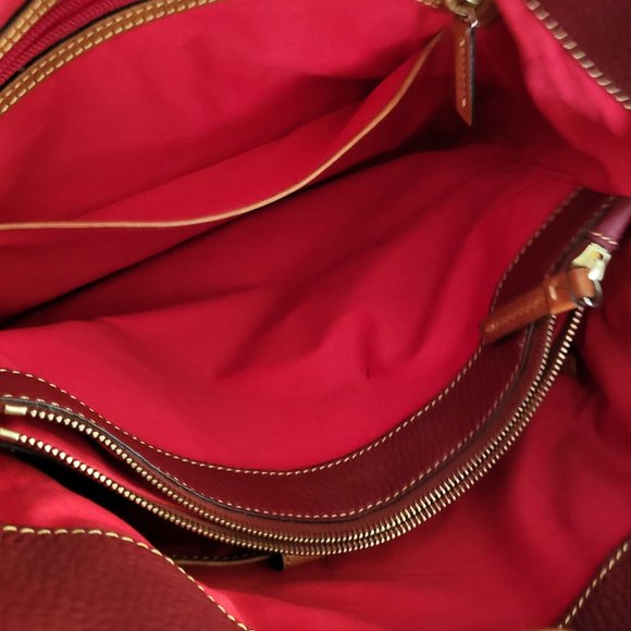 Donney & Bourke Chelsea Shopper Bag Cranberry And Tan Pebble Leather Like New - Picture 5 of 8